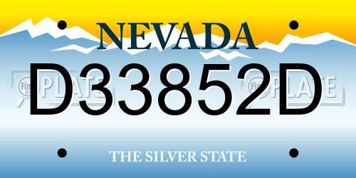 D33852D Nevada License Plate