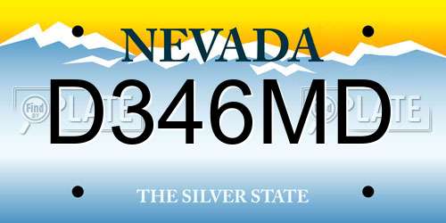 D346MD Nevada License Plate