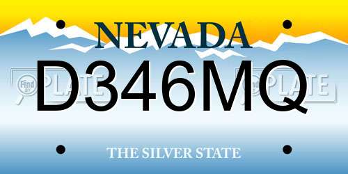 D346MQ Nevada License Plate