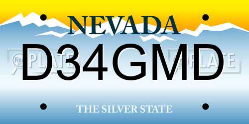 D34GMD Nevada License Plate