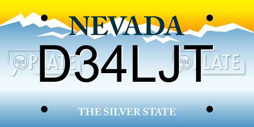D34LJT Nevada License Plate