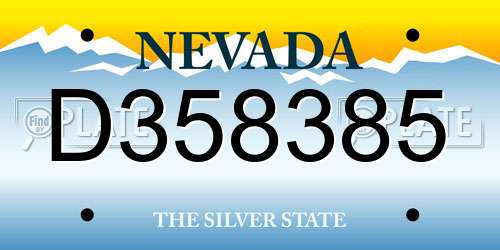 D358385 Nevada License Plate