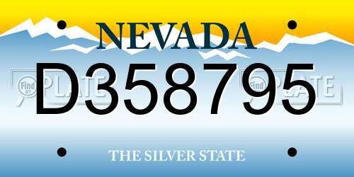 D358795 Nevada License Plate