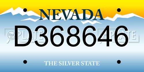 D368646 Nevada License Plate