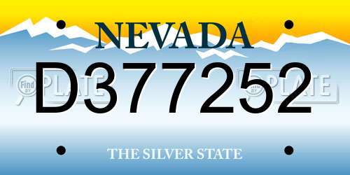 D377252 Nevada License Plate