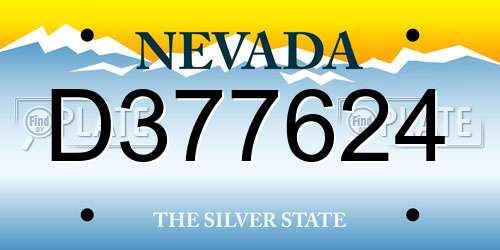 D377624 Nevada License Plate