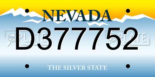 D377752 Nevada License Plate