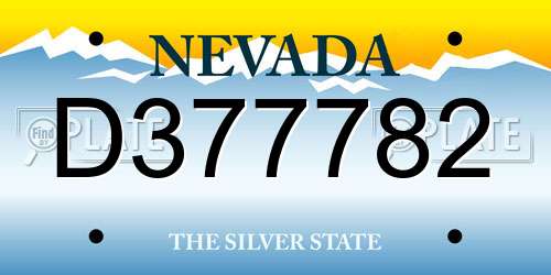 D377782 Nevada License Plate