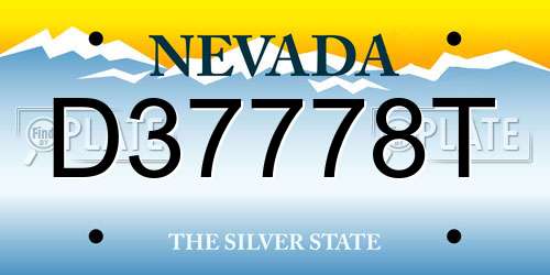 D37778T Nevada License Plate