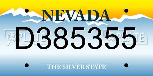 D385355 Nevada License Plate