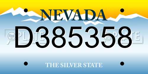 D385358 Nevada License Plate