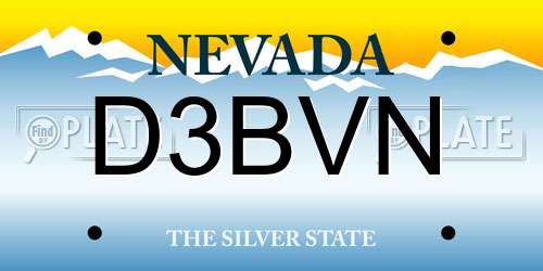 D3BVN Nevada License Plate