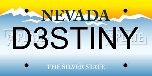 D3STINY Nevada License Plate