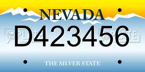 D423456 Nevada License Plate