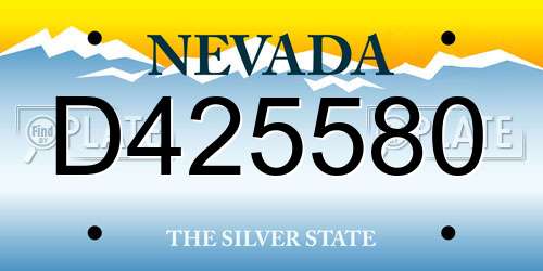 D425580 Nevada License Plate