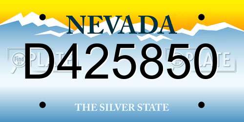 D425850 Nevada License Plate