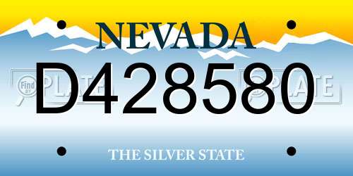 D428580 Nevada License Plate