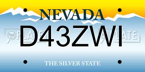 D43ZWI Nevada License Plate