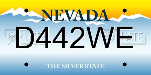 D442WE Nevada License Plate