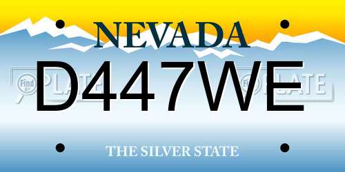D447WE Nevada License Plate
