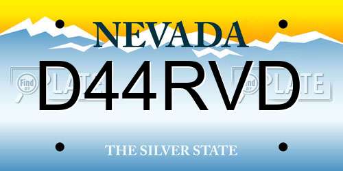 D44RVD Nevada License Plate