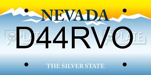 D44RVO Nevada License Plate