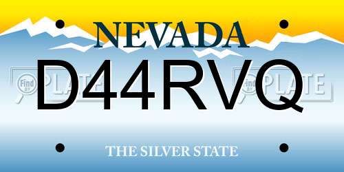D44RVQ Nevada License Plate
