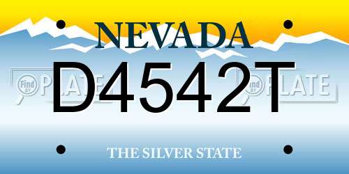 D4542T Nevada License Plate