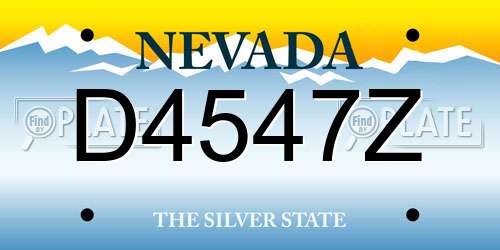 D4547Z Nevada License Plate