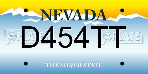 D454TT Nevada License Plate