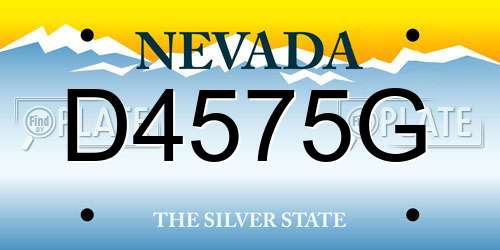 D4575G Nevada License Plate
