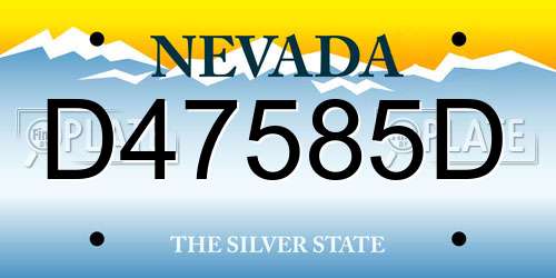 D47585D Nevada License Plate