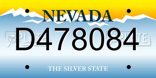 D478084 Nevada License Plate