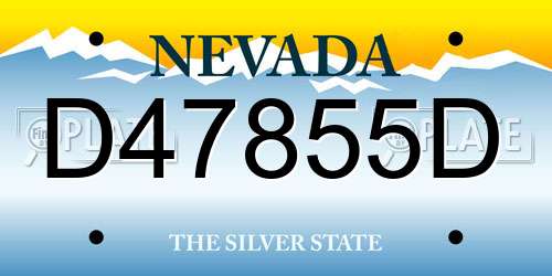 D47855D Nevada License Plate