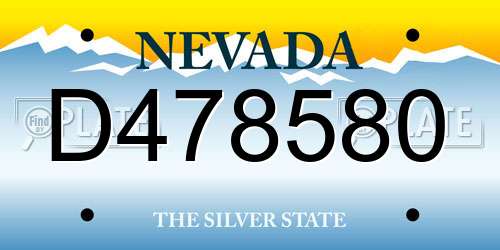 D478580 Nevada License Plate