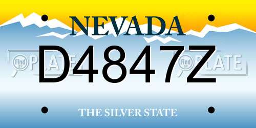 D4847Z Nevada License Plate