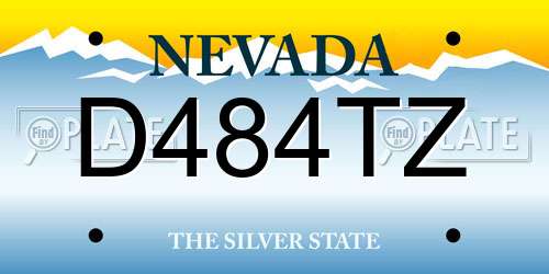 D484TZ Nevada License Plate