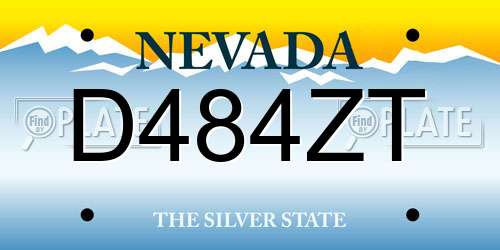 D484ZT Nevada License Plate