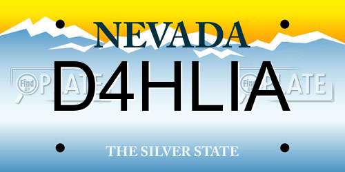 D4HLIA Nevada License Plate