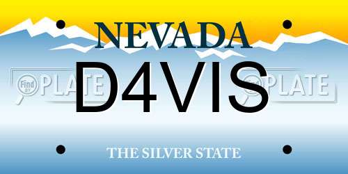 D4VIS Nevada License Plate