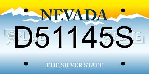 D51145S Nevada License Plate