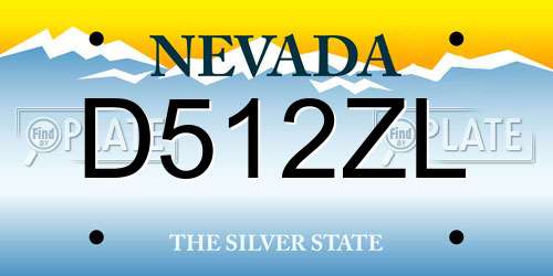 D512ZL Nevada License Plate