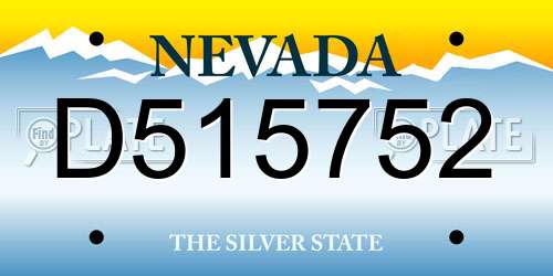 D515752 Nevada License Plate