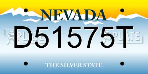 D51575T Nevada License Plate