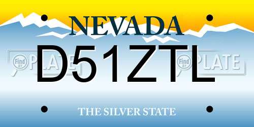 D51ZTL Nevada License Plate