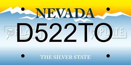 D522TO Nevada License Plate