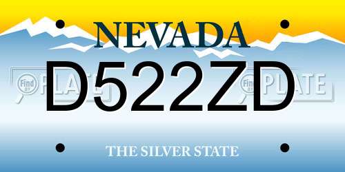 D522ZD Nevada License Plate