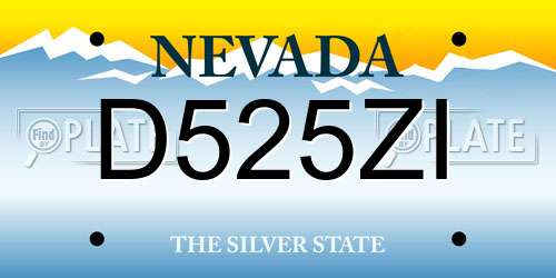 D525ZI Nevada License Plate