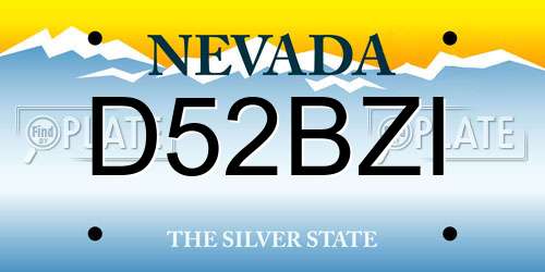 D52BZI Nevada License Plate