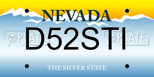 D52STI Nevada License Plate
